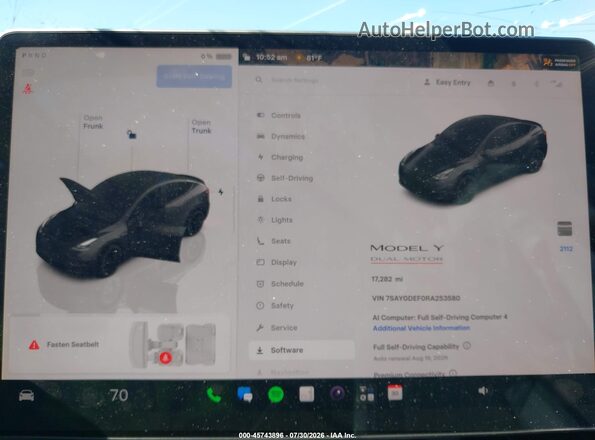 7SAYGDEF0RA253580 2024 TESLA MODEL Y Gray Հետևի նստատեղերի տեսք