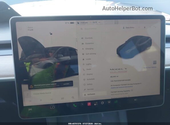 7SAYGDEF0RF062888 2024 TESLA MODEL Y Gray Vista de los asientos traseros