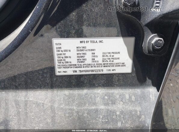 7SAYGDEF0SF237579 2025 TESLA MODEL Y Серый Вид подкапотного пространства