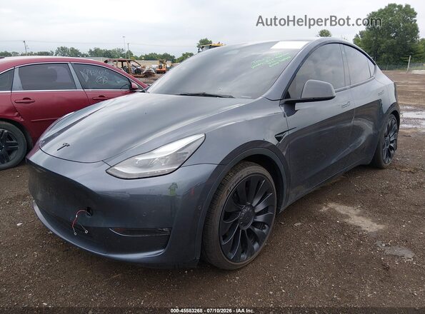 7SAYGDEF1NF394655 2022 TESLA MODEL Y Gray Առջևի ձախ երեք քառորդ տեսարան