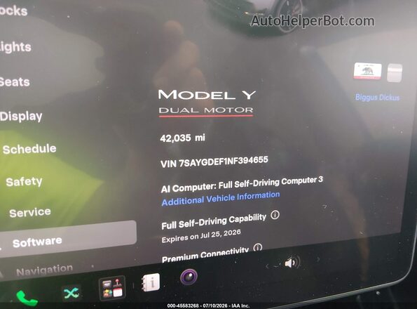 7SAYGDEF1NF394655 2022 TESLA MODEL Y Gray Հետևի նստատեղերի տեսք