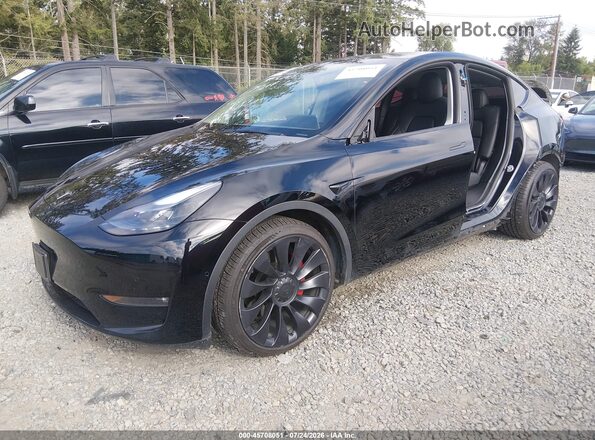 7SAYGDEF1NF507584 2022 TESLA MODEL Y Black Առջևի ձախ երեք քառորդ տեսարան