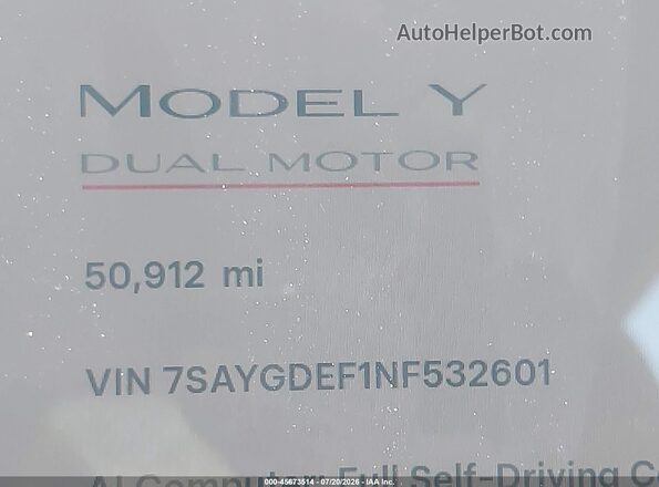 7SAYGDEF1NF532601 2022 TESLA MODEL Y Черный 