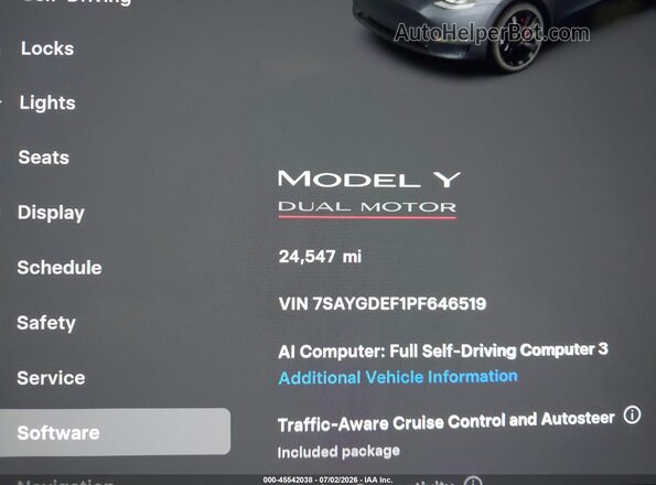 7SAYGDEF1PF646519 2023 TESLA MODEL Y Gray Widok wnętrza 360 stopni