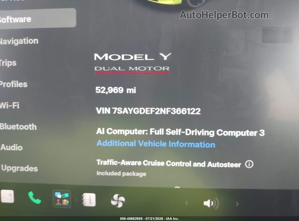 7SAYGDEF2NF366122 2022 TESLA MODEL Y Серый Вид задних сидений