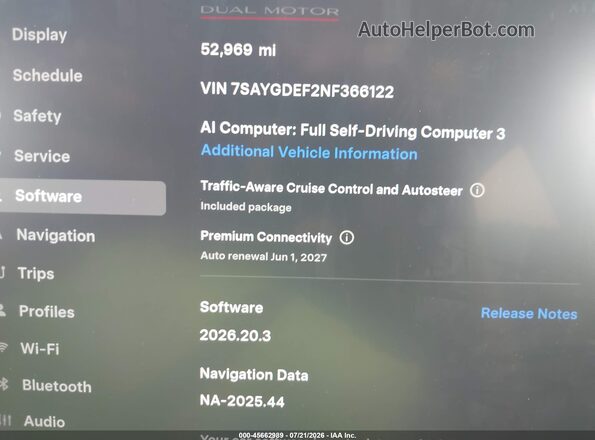 7SAYGDEF2NF366122 2022 TESLA MODEL Y Серый 