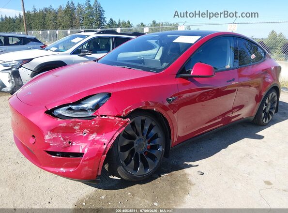 7SAYGDEF2NF455480 2022 TESLA MODEL Y Red Передня ліва чверть