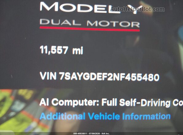 7SAYGDEF2NF455480 2022 TESLA MODEL Y Red 