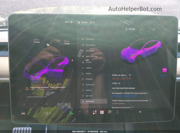 7SAYGDEF2NF455480 2022 TESLA MODEL Y Red 