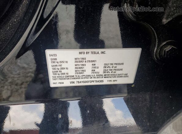7SAYGDEF2PF764305 2023 TESLA MODEL Black Вид підкапотного простору