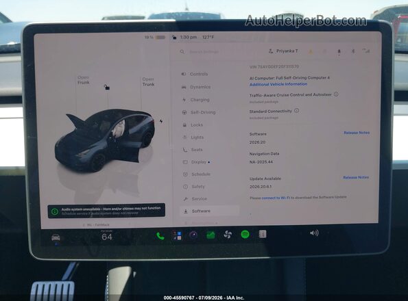 7SAYGDEF2SF311570 2025 TESLA MODEL Y Черный 