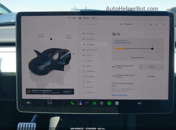 7SAYGDEF2SF311570 2025 TESLA MODEL Y Черный 