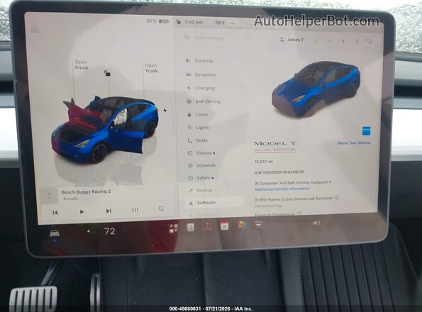 7SAYGDEF3RA268218 2024 TESLA MODEL Y Blue 