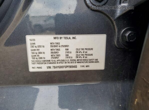 7SAYGDEF5PF909465 2023 TESLA MODEL Gray Շարժիչի բաժամունքի տեսք