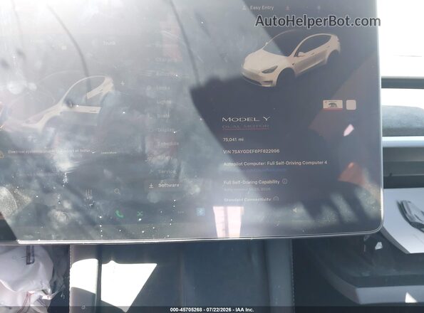 7SAYGDEF6PF822996 2023 TESLA MODEL Y White Вид задніх сидінь