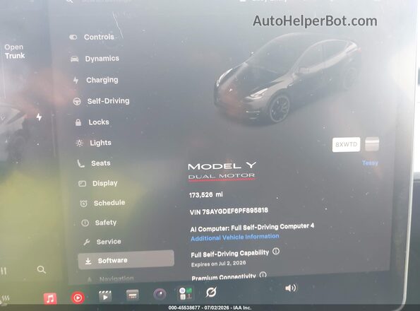 7SAYGDEF6PF895818 2023 TESLA MODEL Y Black Vista de los asientos traseros