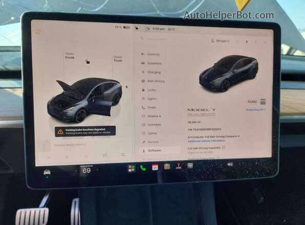7SAYGDEF6RF022203 2024 TESLA MODEL Gray Սարքավորումների վահանակի տեսք