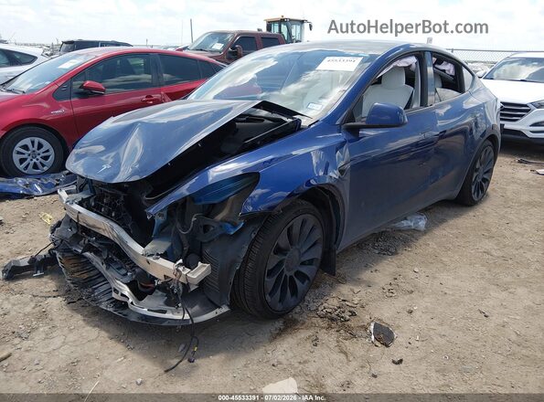 7SAYGDEF7NF529914 2022 TESLA MODEL Y Blue წინა მარცხენა ხედი სამი მეოთხედიდან