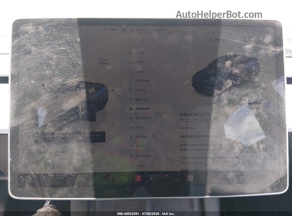 7SAYGDEF7NF529914 2022 TESLA MODEL Y Blue უკანა სავარძლების ხედი