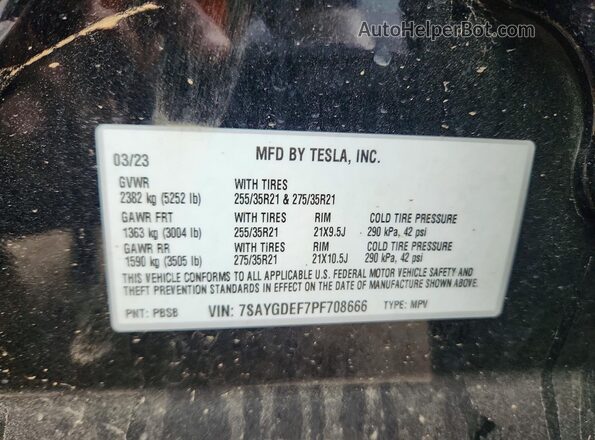 7SAYGDEF7PF708666 2023 TESLA MODEL Black Շարժիչի բաժամունքի տեսք