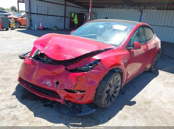 7SAYGDEF7PF740324 2023 TESLA MODEL Y Red Передня ліва чверть