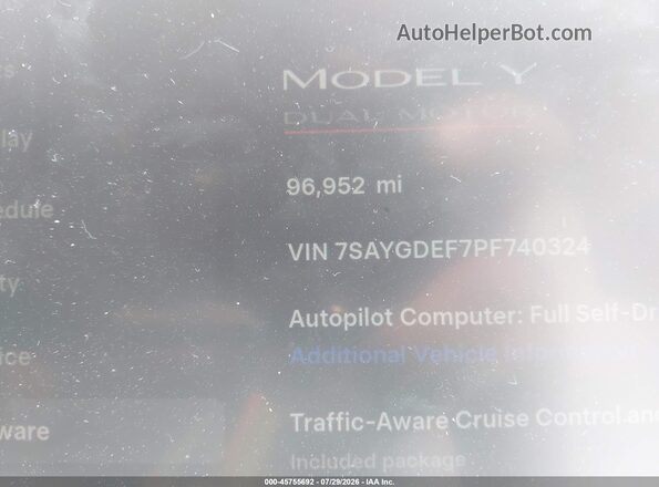 7SAYGDEF7PF740324 2023 TESLA MODEL Y Red 