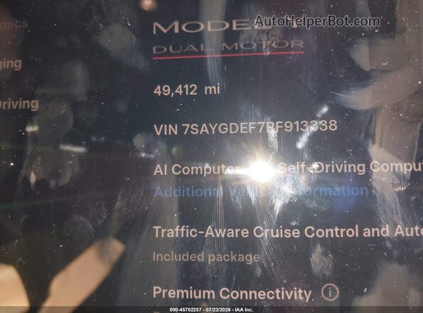 7SAYGDEF7PF913338 2023 TESLA MODEL Y Black უკანა სალონის ხედი