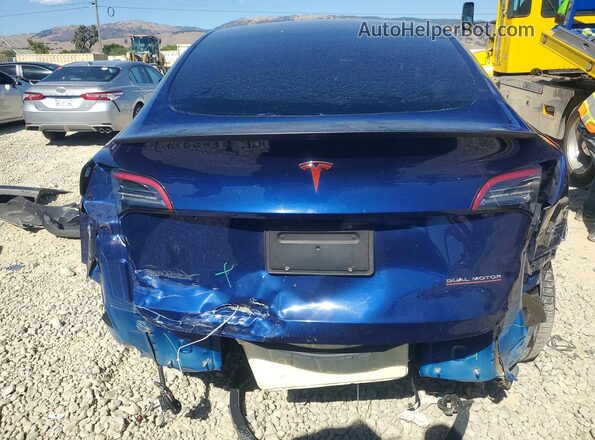 7SAYGDEF8NF348417 2022 TESLA MODEL Blue Widok z tyłu