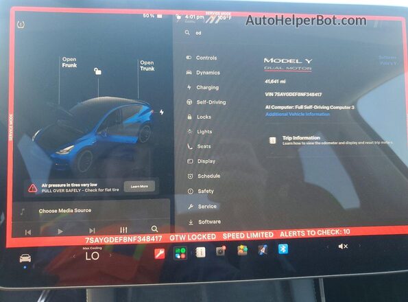 7SAYGDEF8NF348417 2022 TESLA MODEL Blue Widok zestawu wskaźników