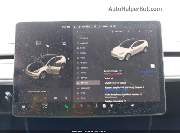 7SAYGDEF8NF455418 2022 TESLA MODEL Y White Vista de los asientos traseros