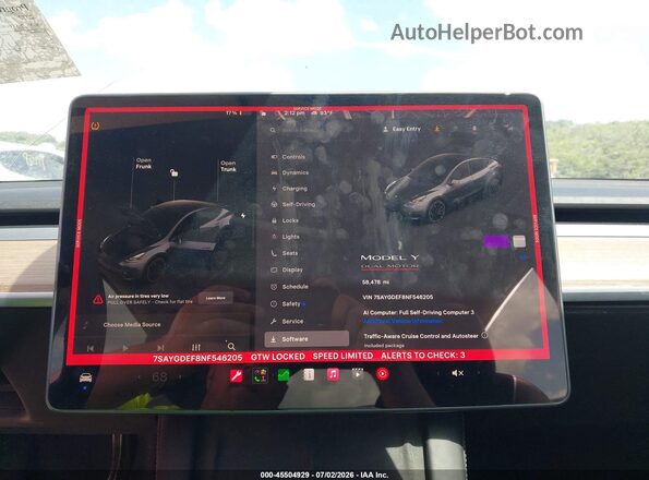 7SAYGDEF8NF546205 2022 TESLA MODEL Y Gray 
