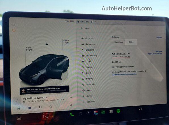 7SAYGDEF8NF546477 2022 TESLA MODEL Gray Вид щитка приладів