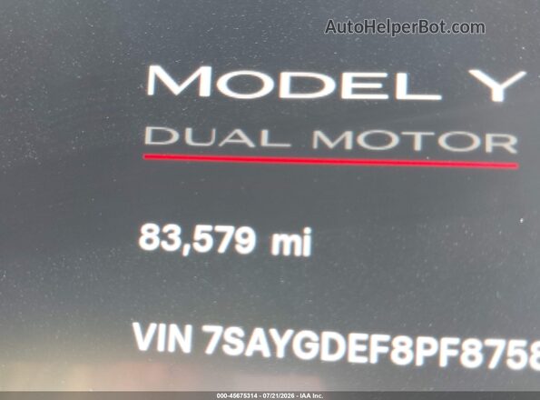7SAYGDEF8PF875814 2023 TESLA MODEL Y Black სალონის 360-გრადუსიანი ხედი