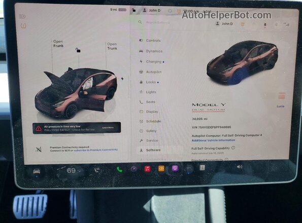 7SAYGDEF8PF948695 2023 TESLA MODEL Gray Vista del cuadro de instrumentos