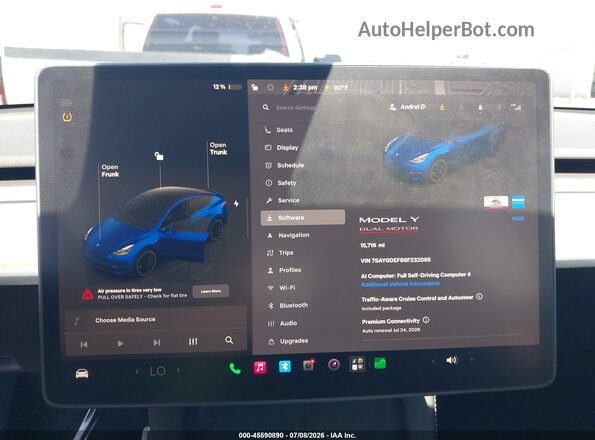 7SAYGDEF8SF232095 2025 TESLA MODEL Y Синий 