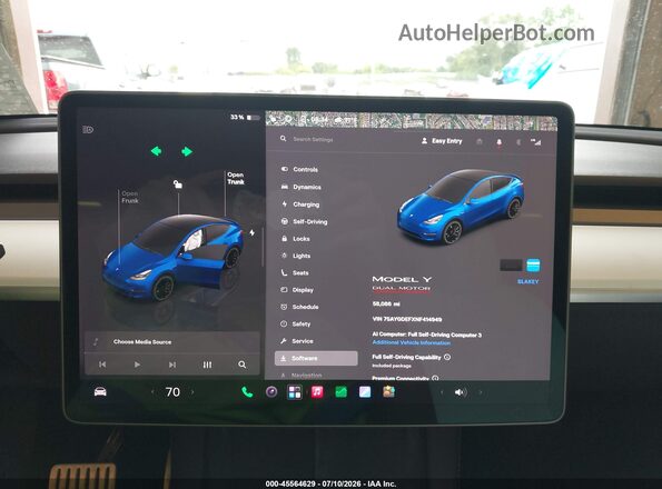 7SAYGDEFXNF414949 2022 TESLA MODEL Y Blue Vista de los asientos traseros
