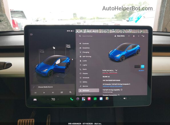 7SAYGDEFXNF414949 2022 TESLA MODEL Y Blue 