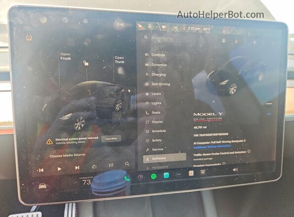 7SAYGDEFXNF460068 2022 TESLA MODEL Черный Вид щитка приборов