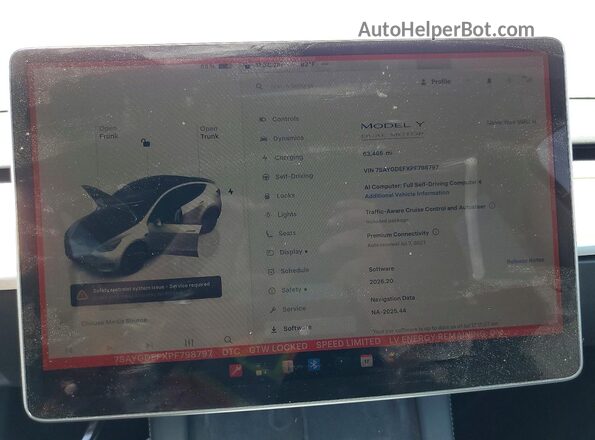 7SAYGDEFXPF798797 2023 TESLA MODEL Gray ხელსაწყოთა პანელის ხედი