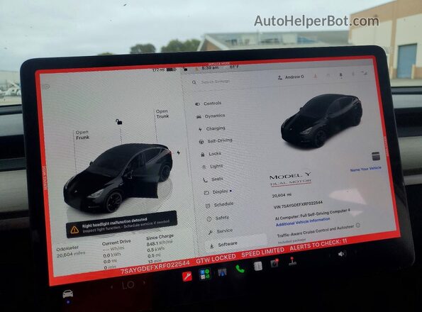 7SAYGDEFXRF022544 2024 TESLA MODEL Черный Вид щитка приборов