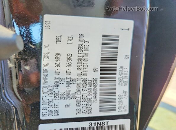 7SVAAABA1RX025707 2024 TOYOTA SEQUOIA Black Вид наклейки з VIN-кодом