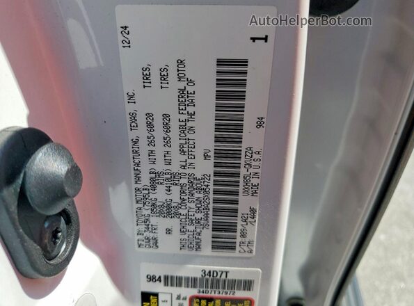 7SVAAABA2SX054722 2025 TOYOTA SEQUOIA White Vista de la etiqueta del VIN