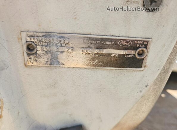 7T01C212686 1967 FORD MUSTANG White Vista de la etiqueta del VIN