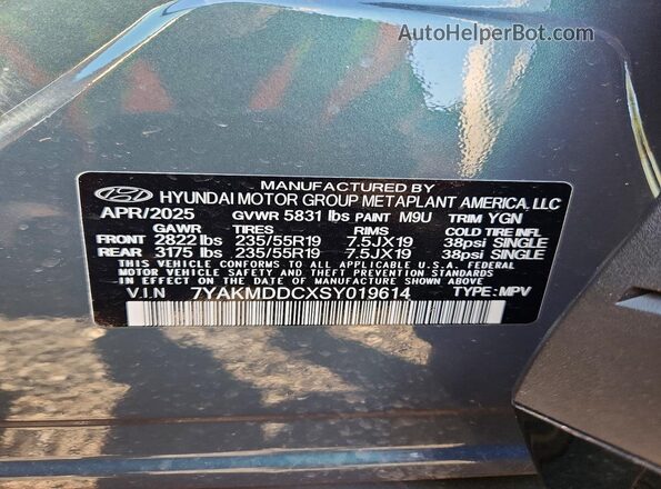 7YAKMDDCXSY019614 2025 HYUNDAI IONIQ Двухцветный Панорамный вид салона 360°