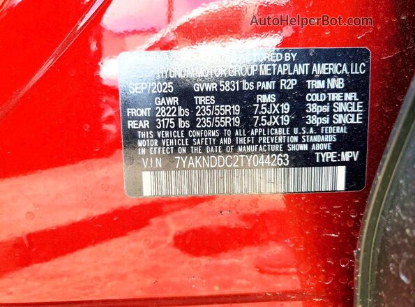 7YAKNDDC2TY044263 2026 HYUNDAI IONIQ Red ძრავის განყოფილების ხედი