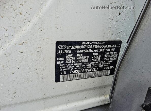 7YAKR4DA1SY038617 2025 HYUNDAI IONIQ White Widok komory silnika