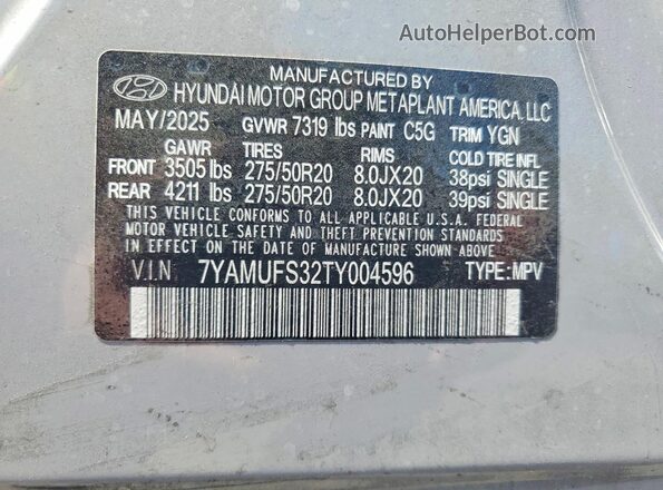 7YAMUFS32TY004596 2026 HYUNDAI IONIQ Gray VIN sticker view