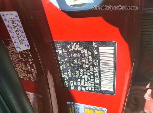 KM8J33A43KU913003 2019 HYUNDAI TUCSON Red Widok wnętrza 360 stopni