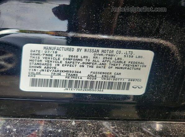 JN1EV7AR2KM550344 2019 INFINITI Q50 Black VIN կոդի պիտակի տեսք