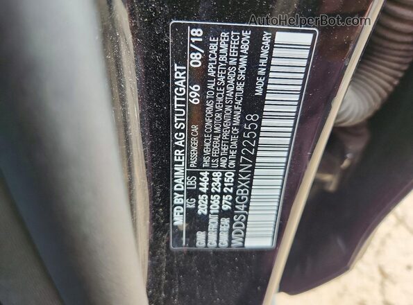 WDDSJ4GBXKN722558 2019 MERCEDES-BENZ CLA-CLASS Black VIN კოდის სტიკერის ხედი
